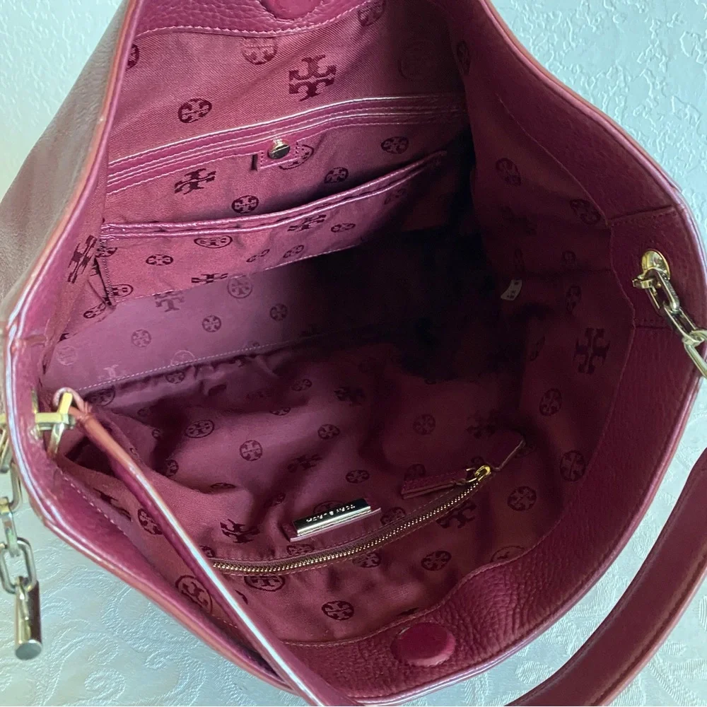 Tory Burch burgundy hobo bag